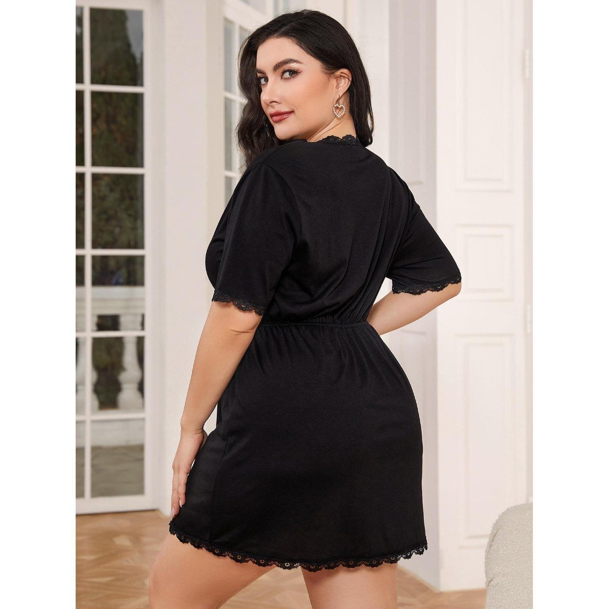 Vestido para dormir con encaje en Ónix, foto 3