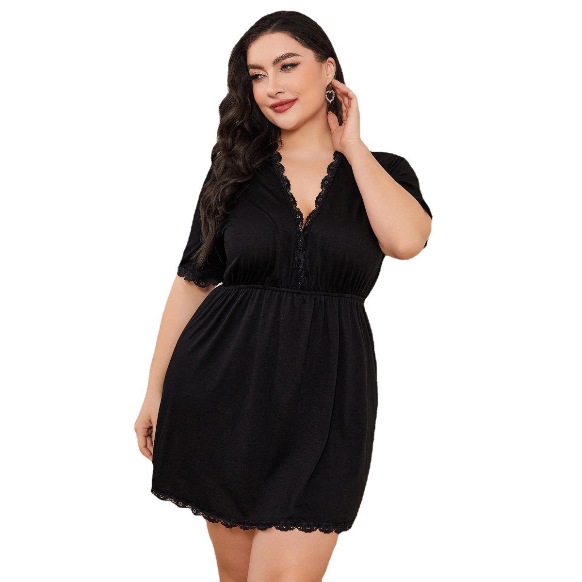 Vestido para dormir con encaje en Ónix, foto 4
