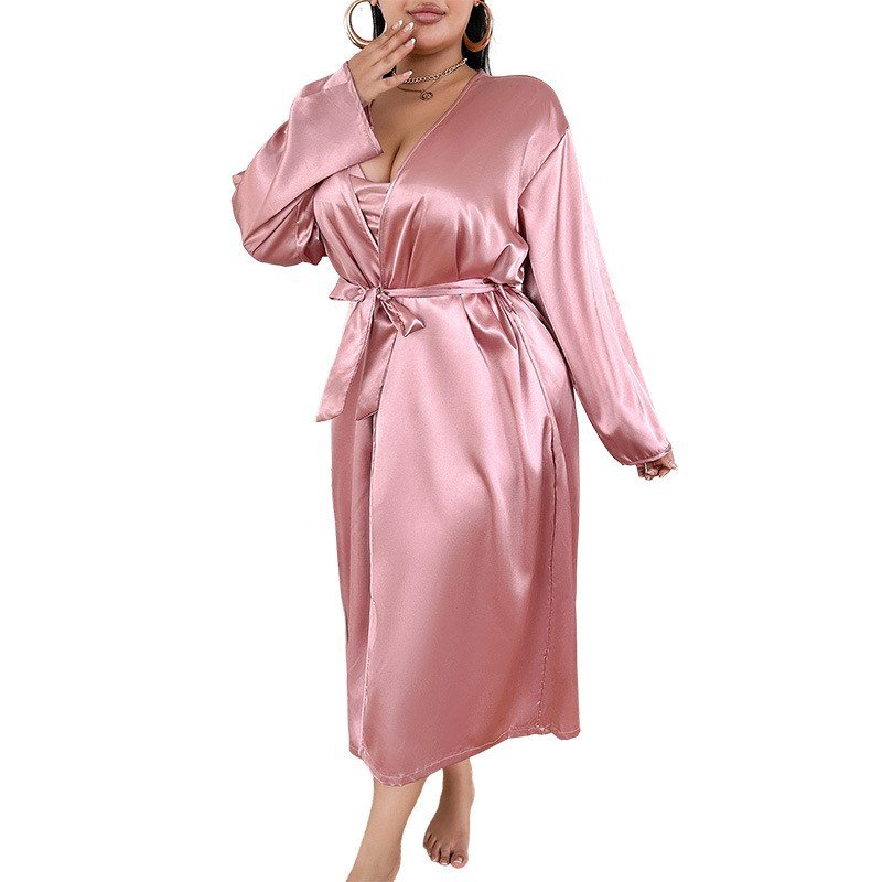 Satin Wrap Robe in Blush, photo 1