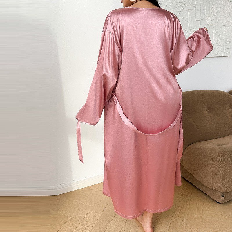 Satin Wrap Robe in Blush, photo 2