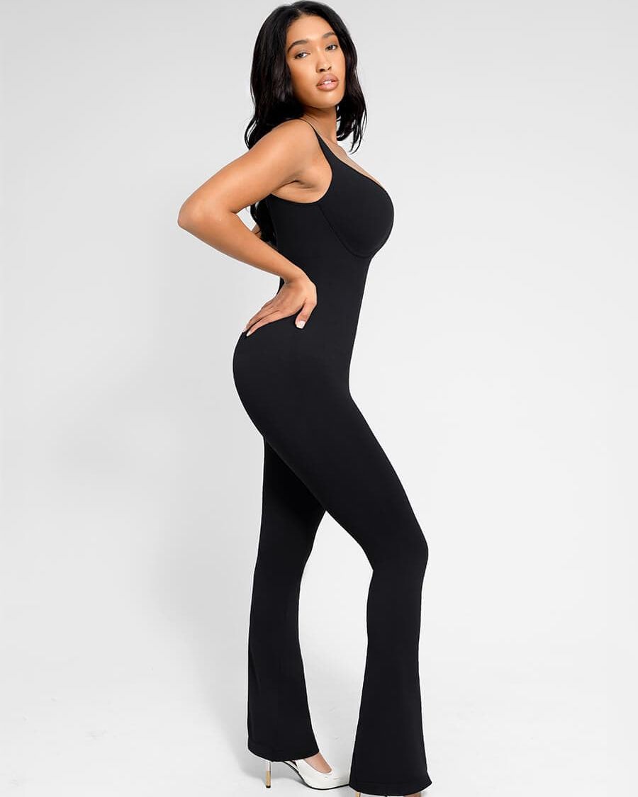 Jumpsuit moldeador acampanado en Ónix, foto 2